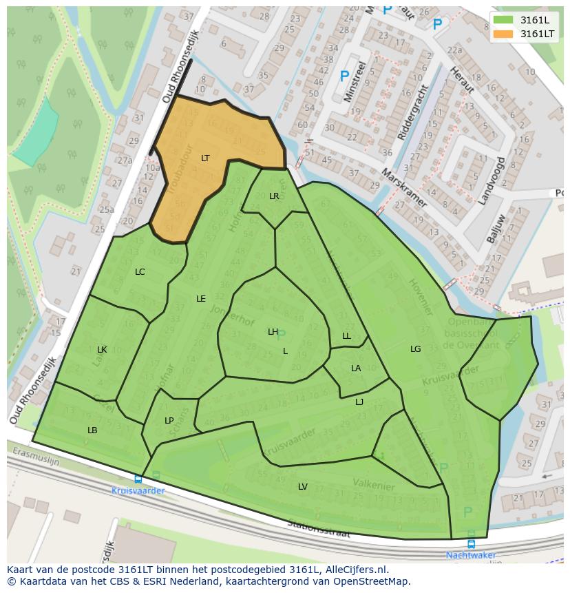 Afbeelding van het postcodegebied 3161 LT op de kaart.