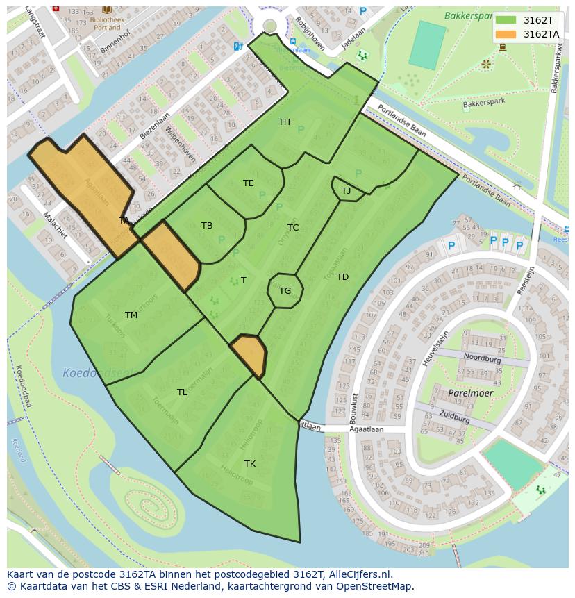 Afbeelding van het postcodegebied 3162 TA op de kaart.