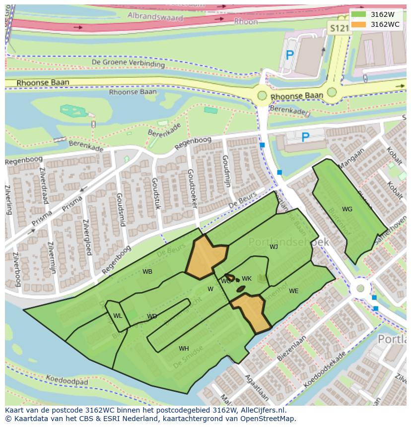 Afbeelding van het postcodegebied 3162 WC op de kaart.