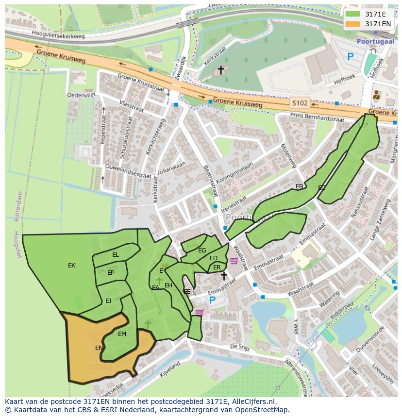 Afbeelding van het postcodegebied 3171 EN op de kaart.