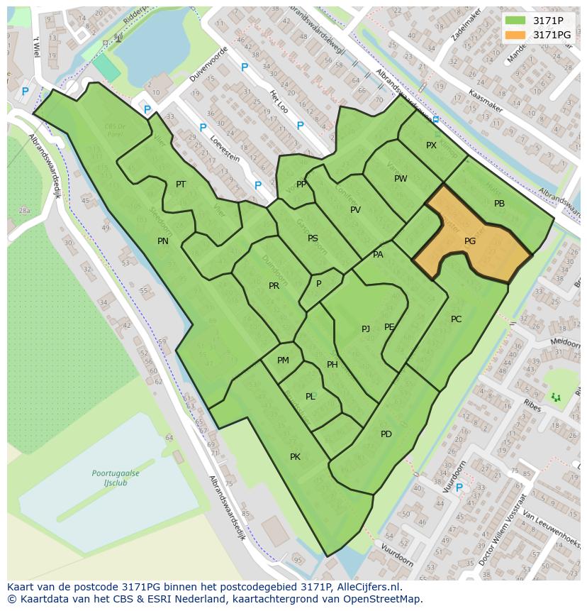 Afbeelding van het postcodegebied 3171 PG op de kaart.