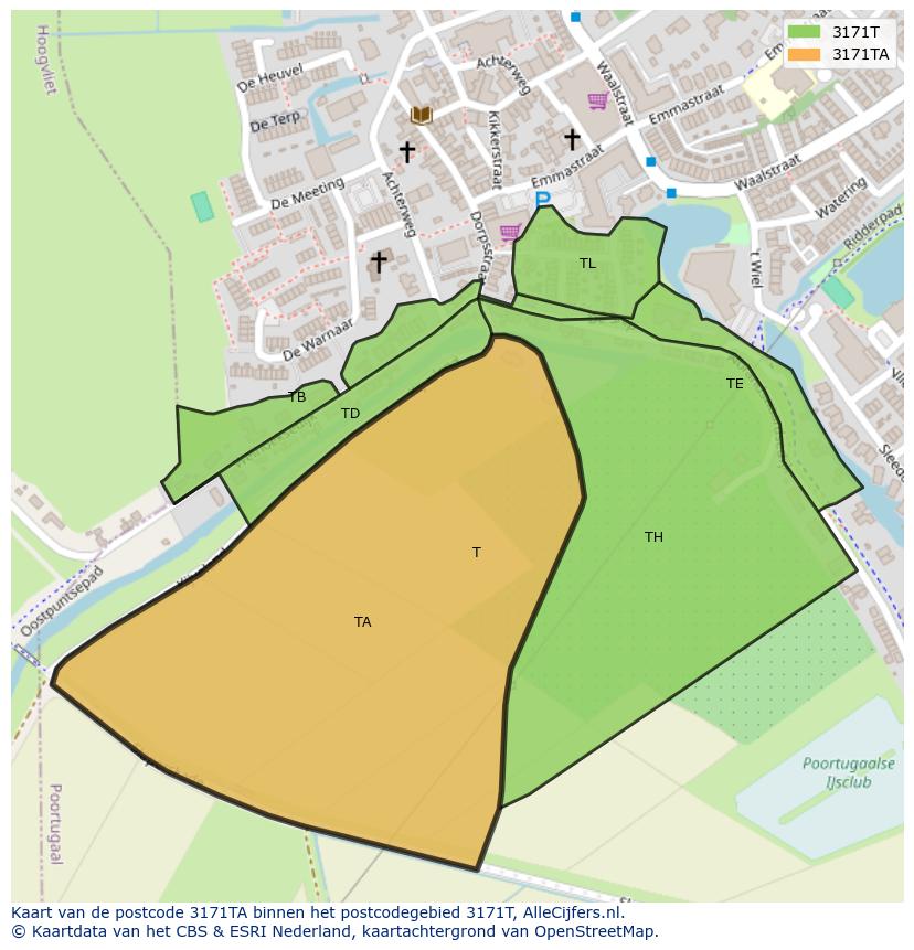 Afbeelding van het postcodegebied 3171 TA op de kaart.