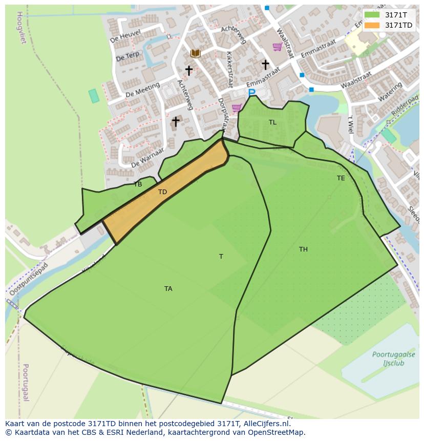 Afbeelding van het postcodegebied 3171 TD op de kaart.