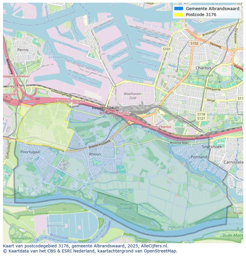 Afbeelding van het postcodegebied 3176 op de kaart.