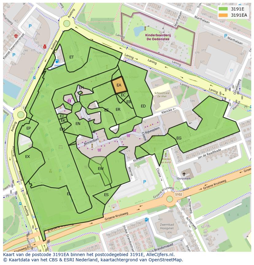 Afbeelding van het postcodegebied 3191 EA op de kaart.