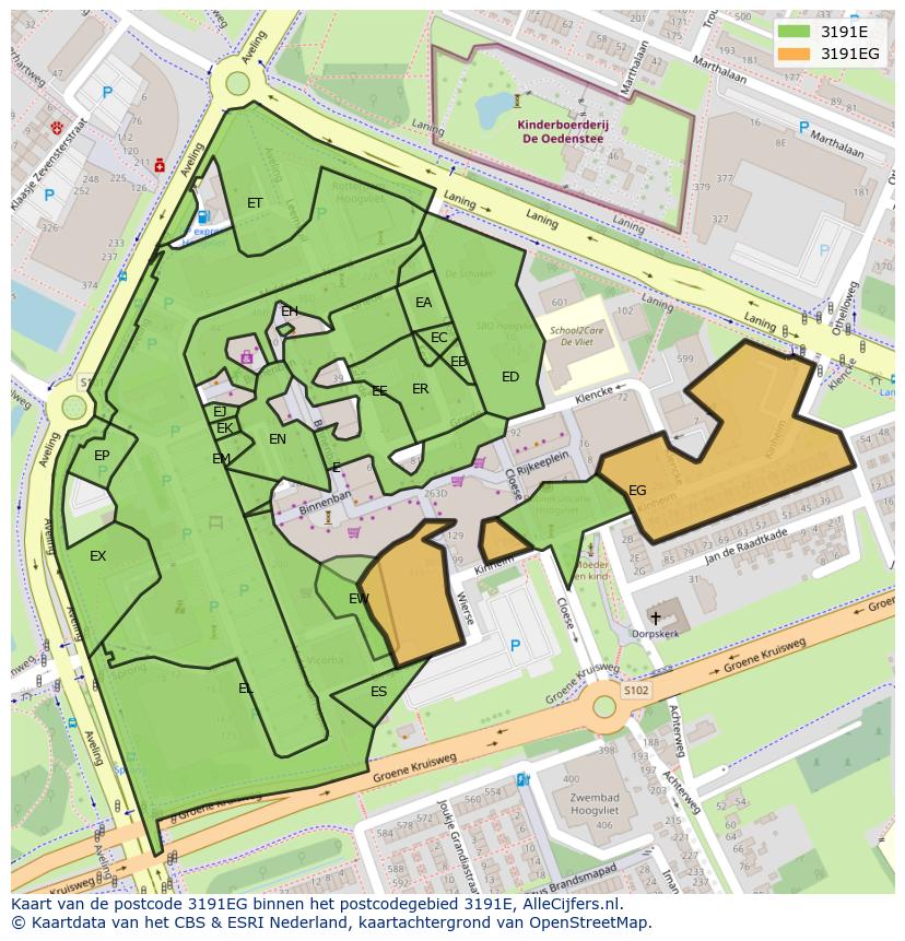 Afbeelding van het postcodegebied 3191 EG op de kaart.