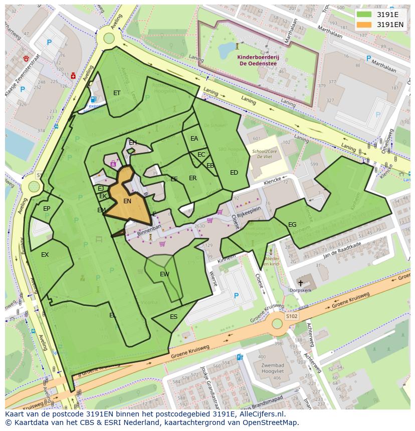 Afbeelding van het postcodegebied 3191 EN op de kaart.