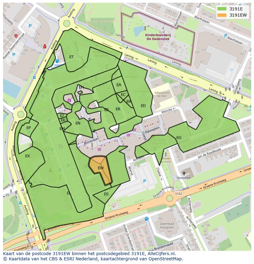 Afbeelding van het postcodegebied 3191 EW op de kaart.