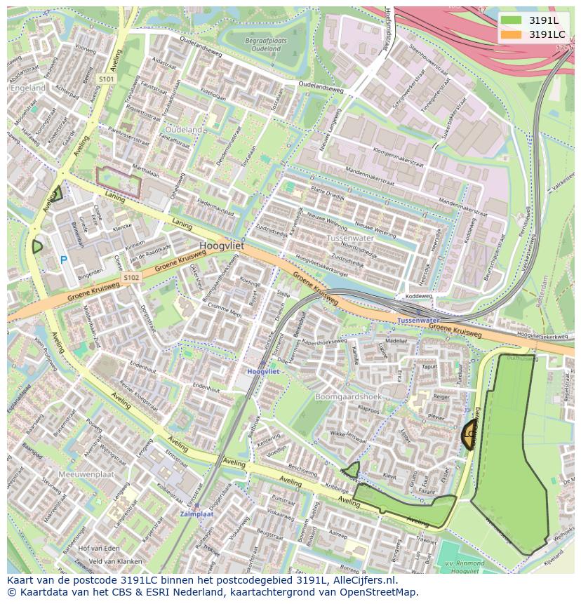 Afbeelding van het postcodegebied 3191 LC op de kaart.