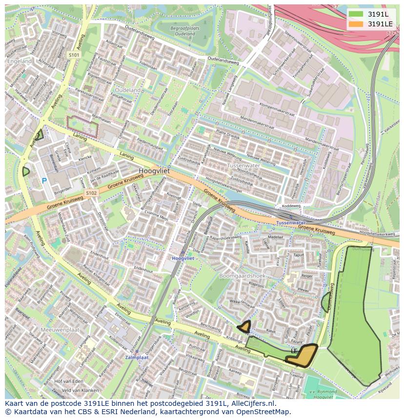 Afbeelding van het postcodegebied 3191 LE op de kaart.