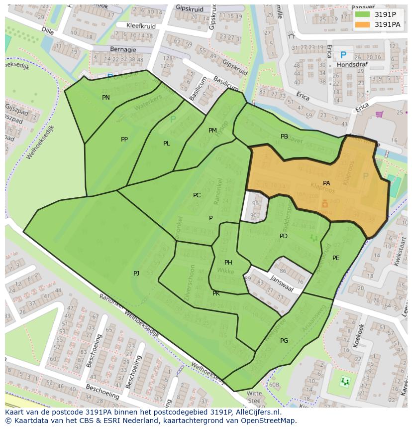 Afbeelding van het postcodegebied 3191 PA op de kaart.