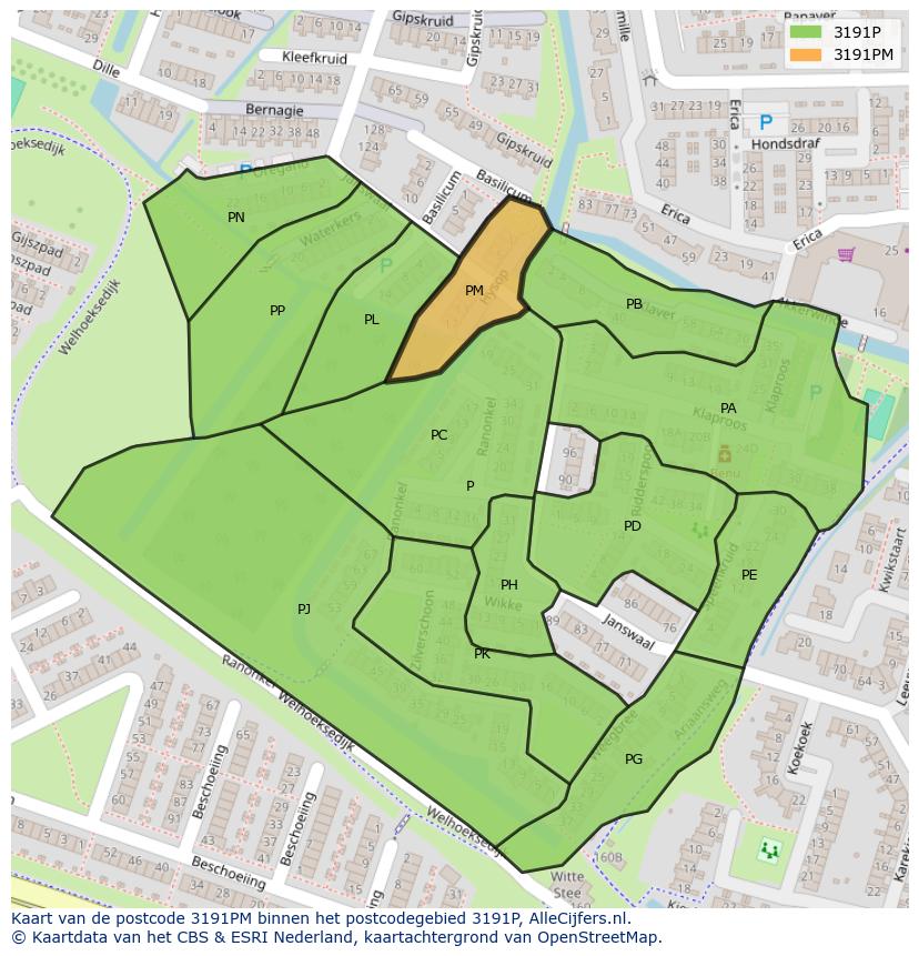 Afbeelding van het postcodegebied 3191 PM op de kaart.