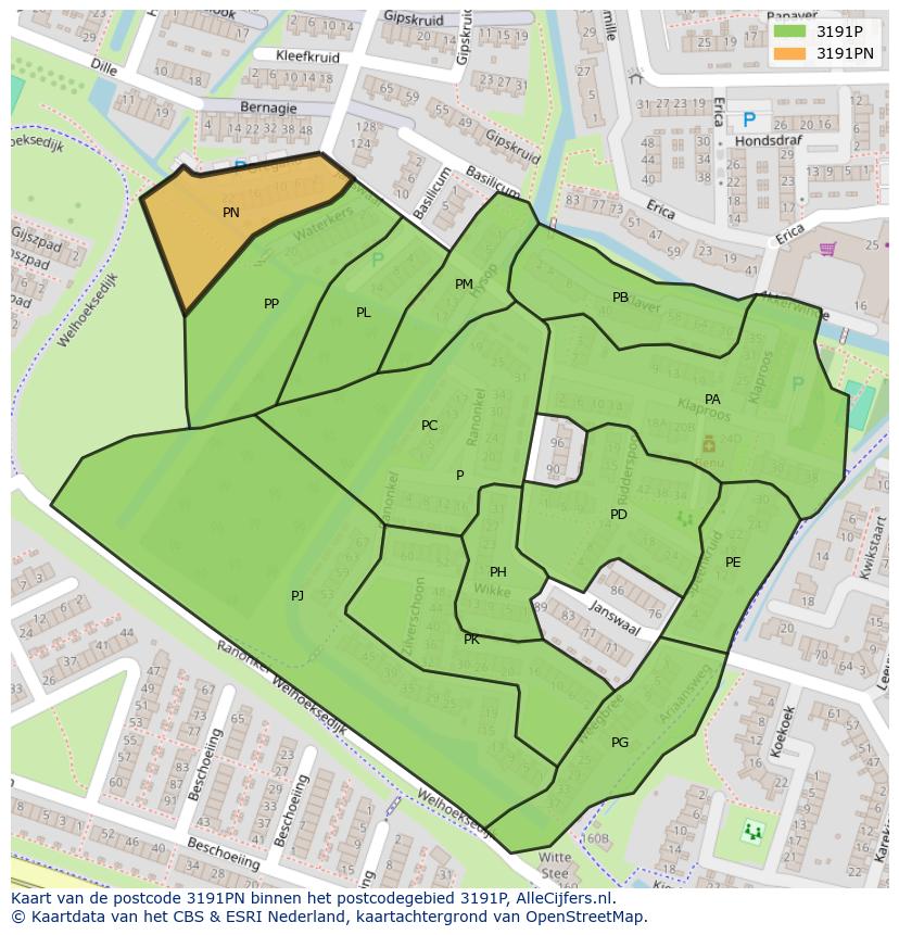 Afbeelding van het postcodegebied 3191 PN op de kaart.