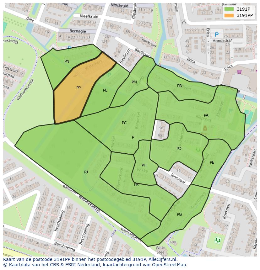 Afbeelding van het postcodegebied 3191 PP op de kaart.