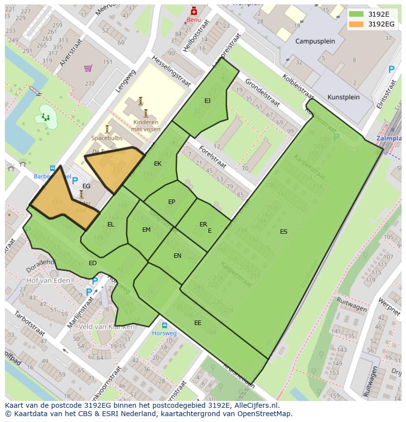 Afbeelding van het postcodegebied 3192 EG op de kaart.