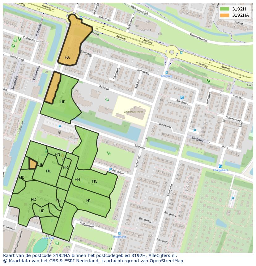 Afbeelding van het postcodegebied 3192 HA op de kaart.