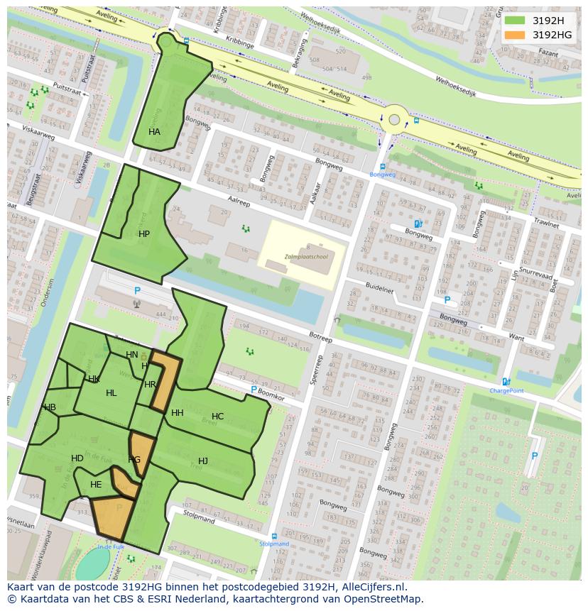 Afbeelding van het postcodegebied 3192 HG op de kaart.