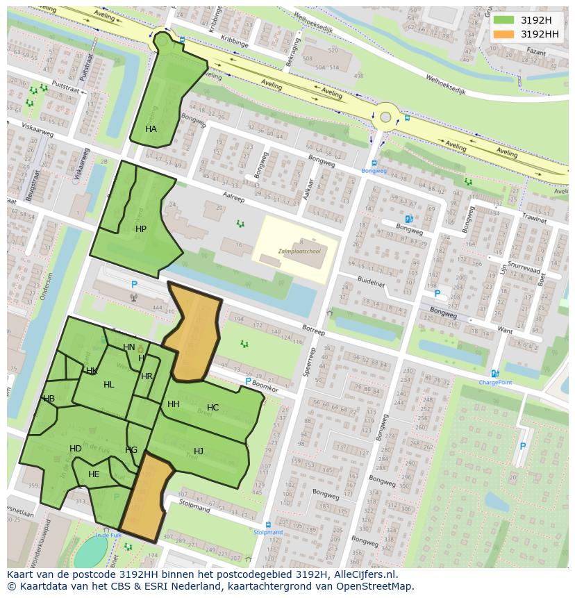 Afbeelding van het postcodegebied 3192 HH op de kaart.