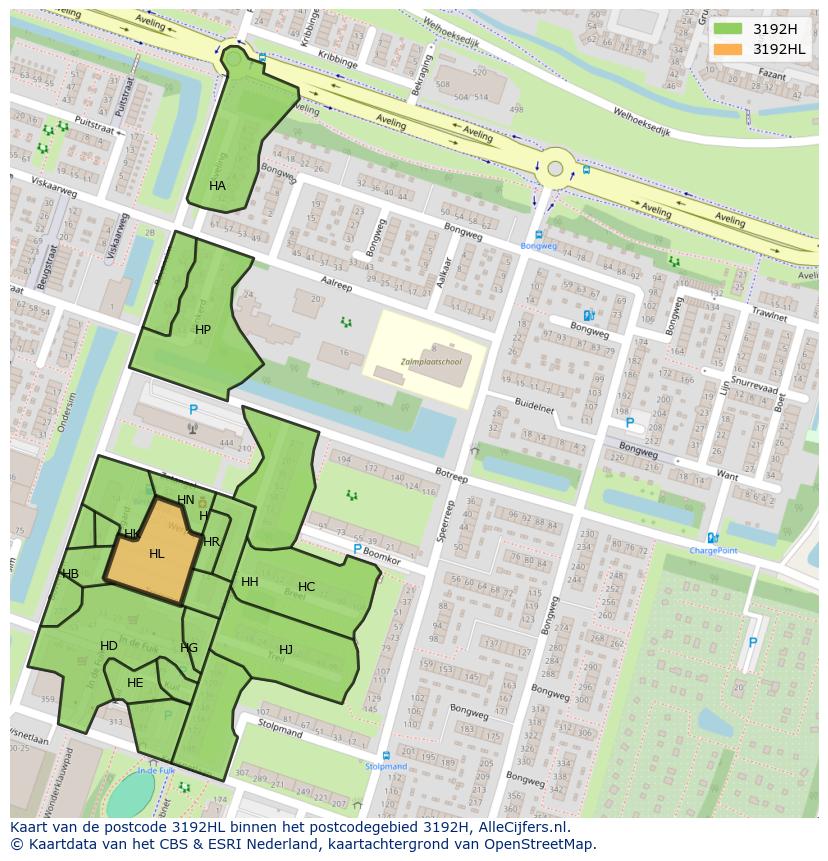 Afbeelding van het postcodegebied 3192 HL op de kaart.