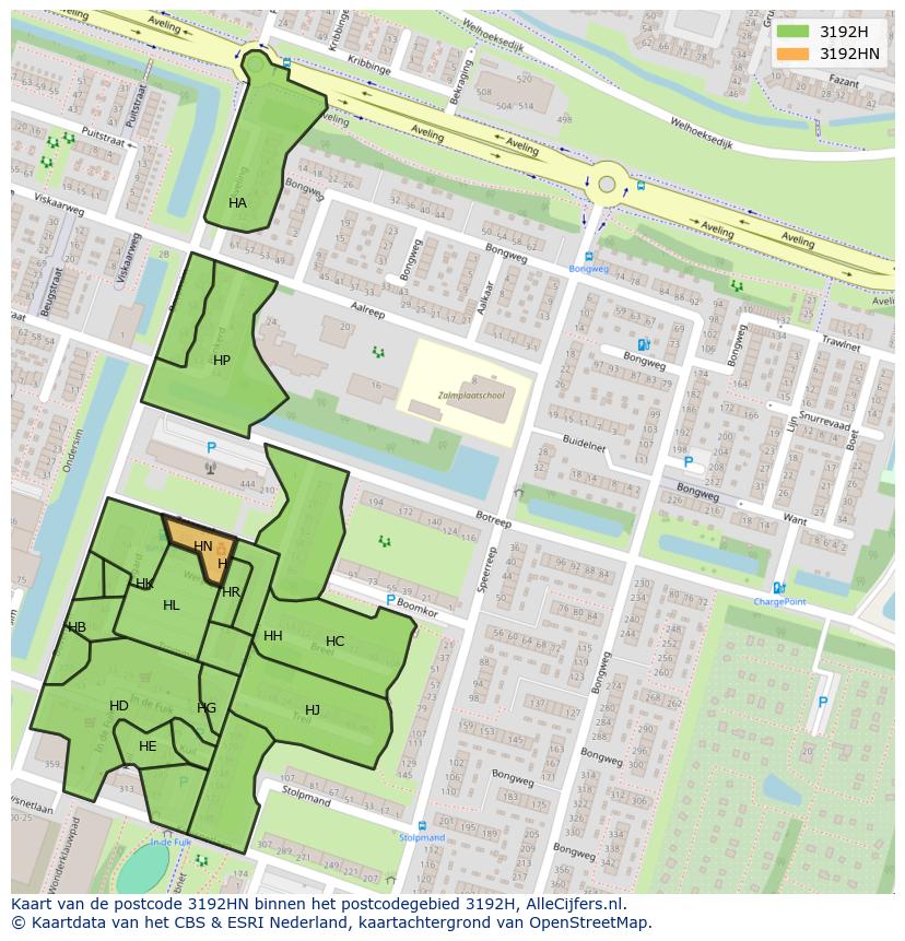 Afbeelding van het postcodegebied 3192 HN op de kaart.