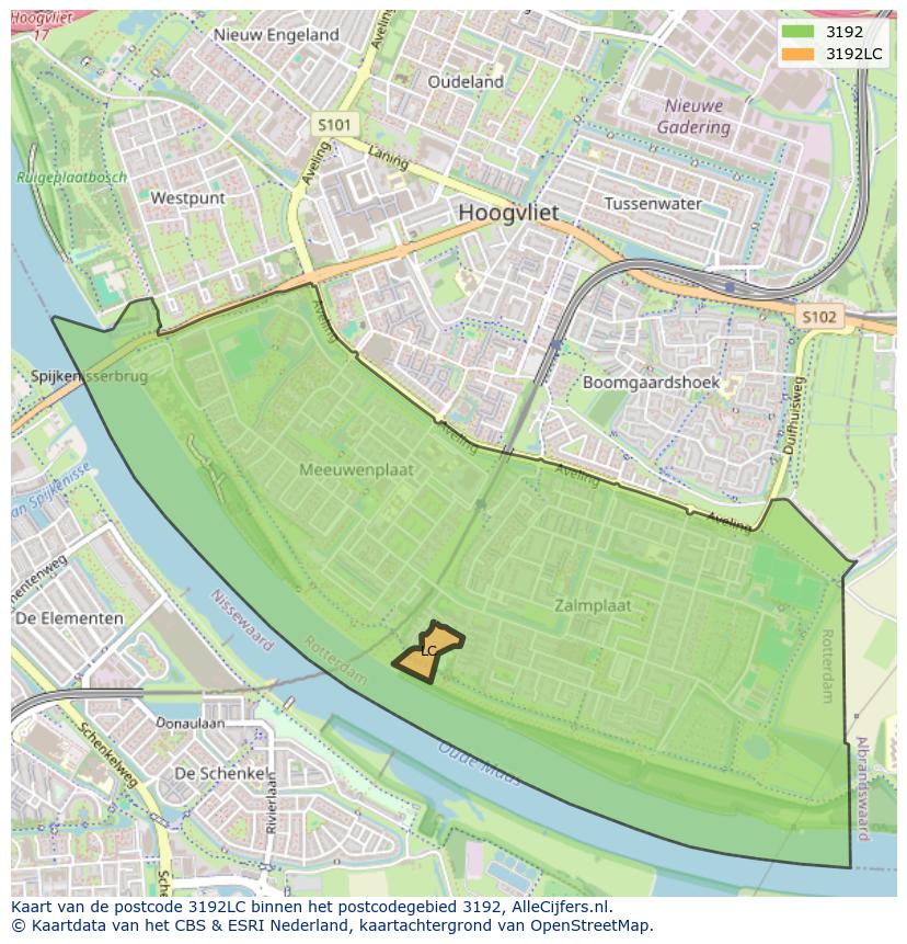 Afbeelding van het postcodegebied 3192 LC op de kaart.