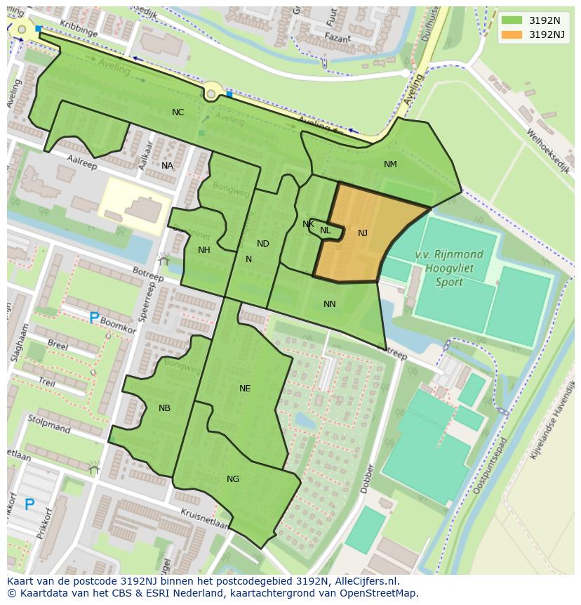 Afbeelding van het postcodegebied 3192 NJ op de kaart.