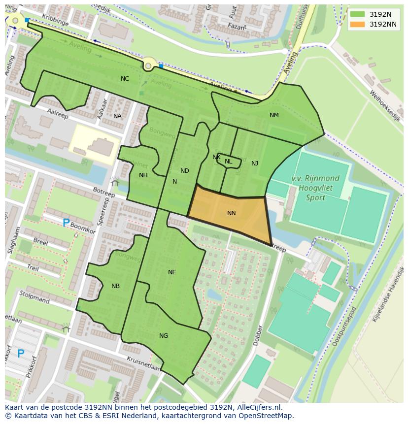 Afbeelding van het postcodegebied 3192 NN op de kaart.