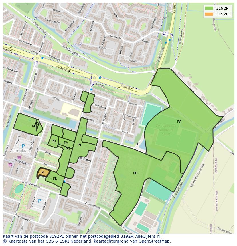 Afbeelding van het postcodegebied 3192 PL op de kaart.