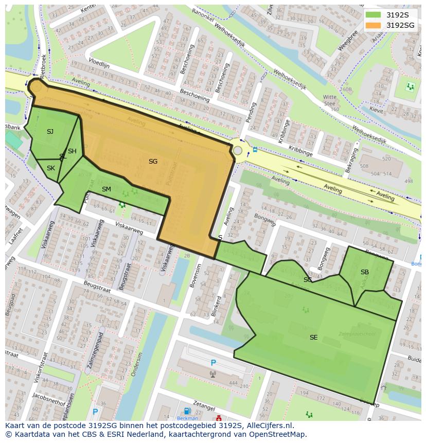 Afbeelding van het postcodegebied 3192 SG op de kaart.