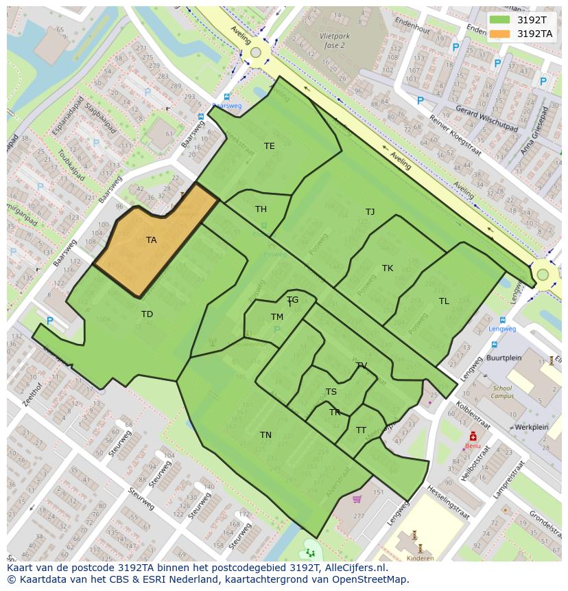 Afbeelding van het postcodegebied 3192 TA op de kaart.