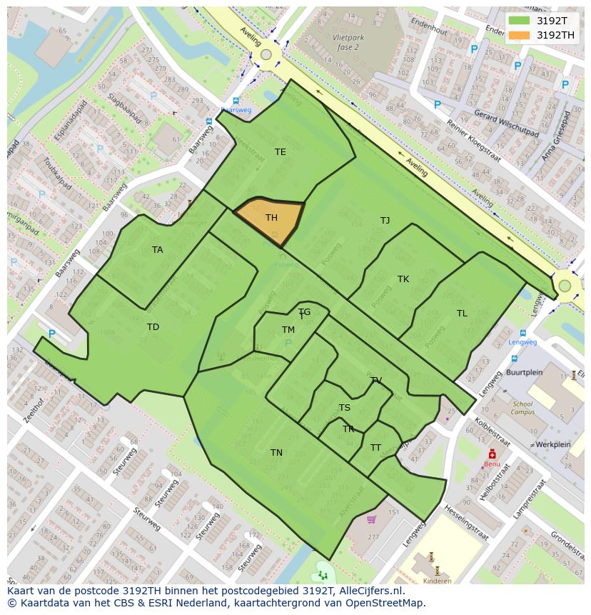 Afbeelding van het postcodegebied 3192 TH op de kaart.