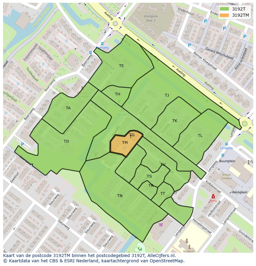 Afbeelding van het postcodegebied 3192 TM op de kaart.