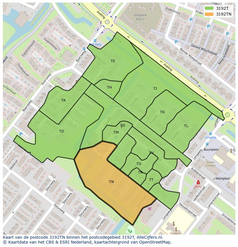 Afbeelding van het postcodegebied 3192 TN op de kaart.