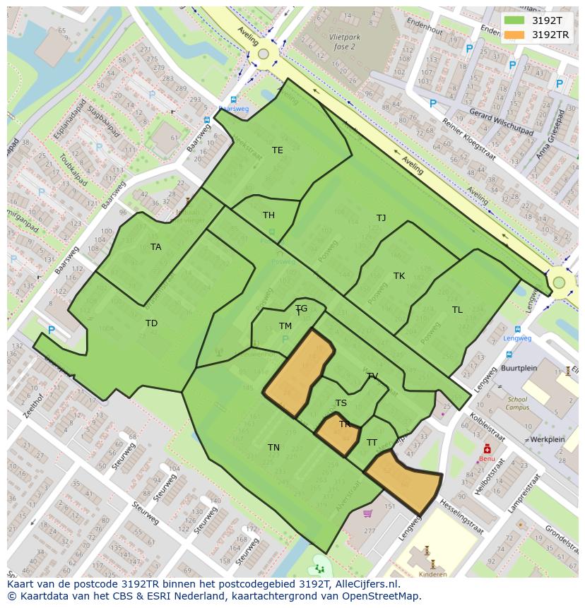 Afbeelding van het postcodegebied 3192 TR op de kaart.