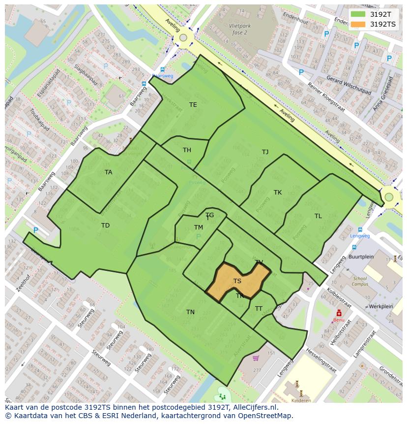 Afbeelding van het postcodegebied 3192 TS op de kaart.