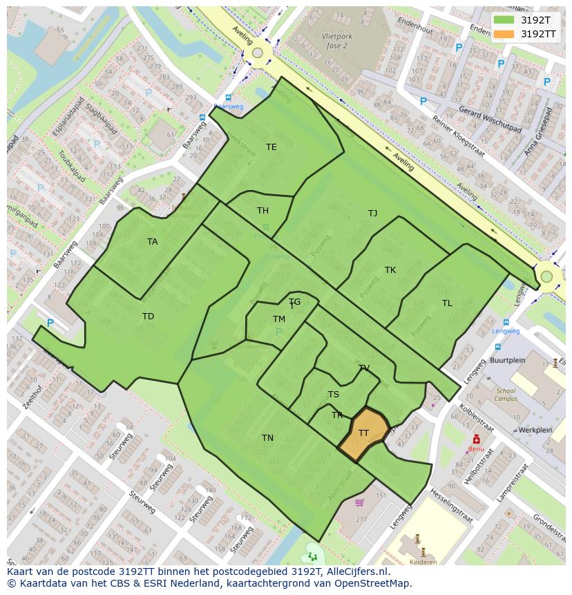 Afbeelding van het postcodegebied 3192 TT op de kaart.