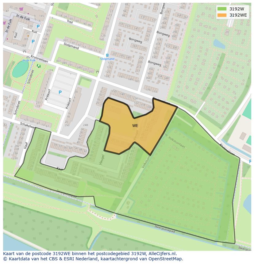 Afbeelding van het postcodegebied 3192 WE op de kaart.