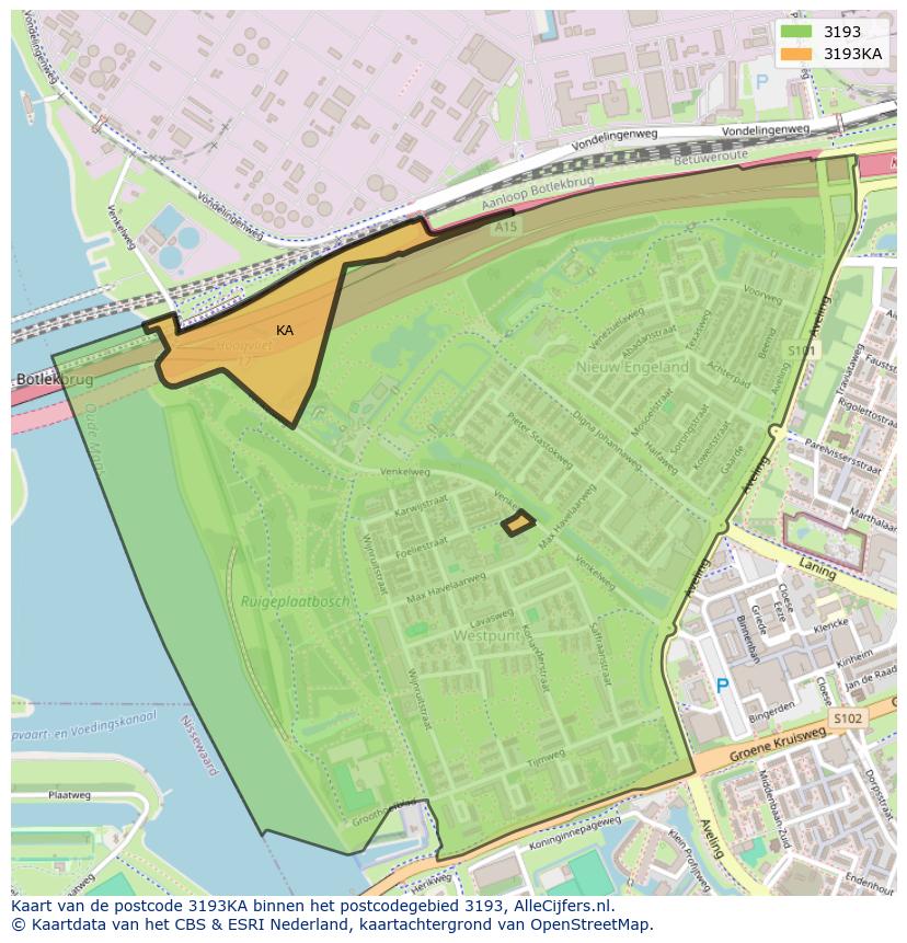 Afbeelding van het postcodegebied 3193 KA op de kaart.
