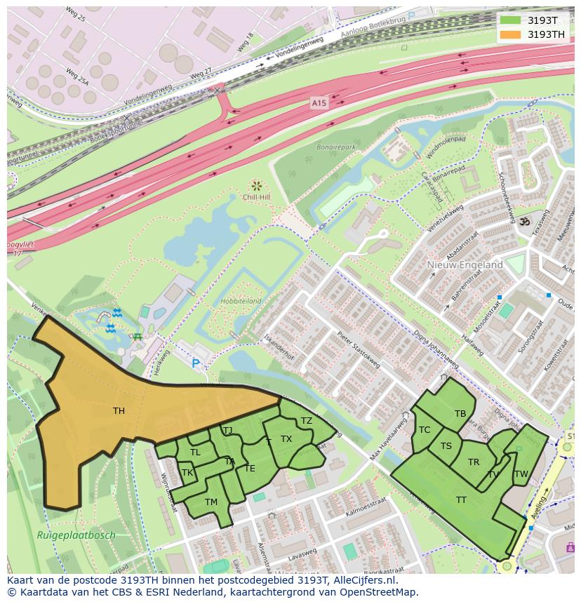 Afbeelding van het postcodegebied 3193 TH op de kaart.