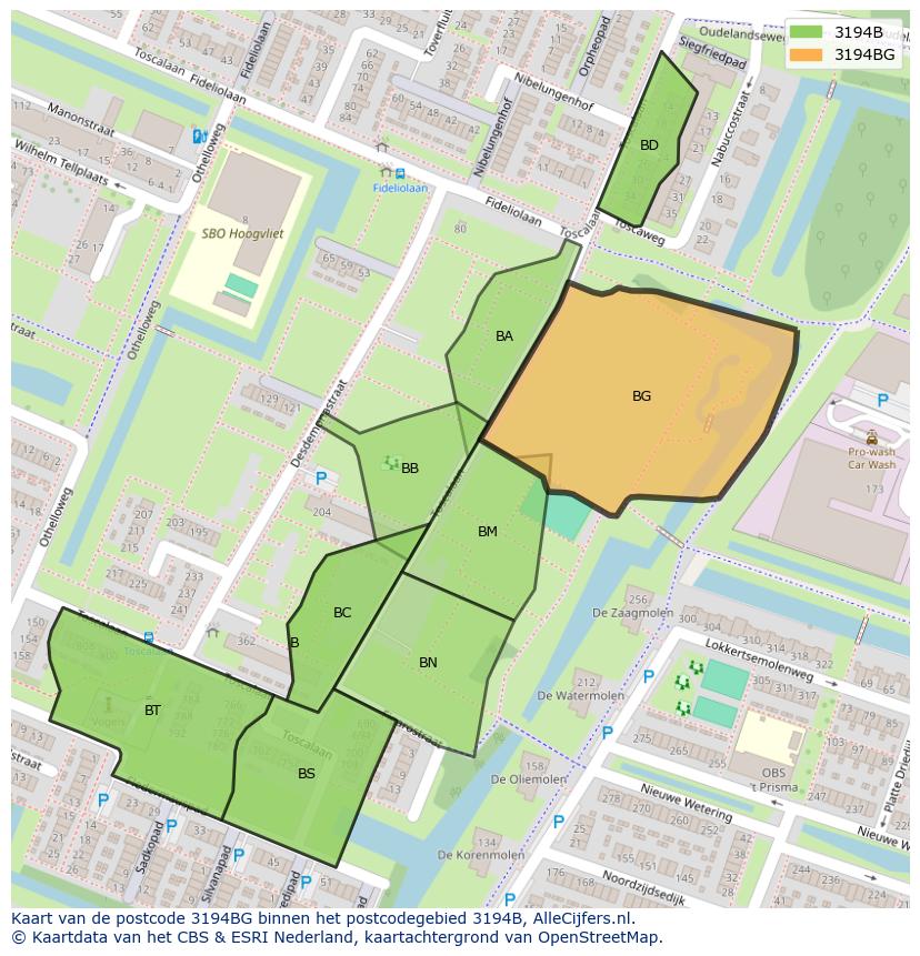 Afbeelding van het postcodegebied 3194 BG op de kaart.