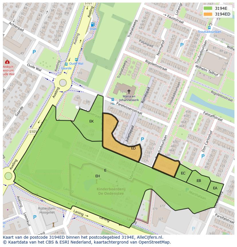 Afbeelding van het postcodegebied 3194 ED op de kaart.