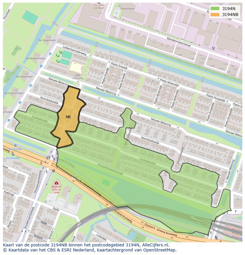 Afbeelding van het postcodegebied 3194 NB op de kaart.