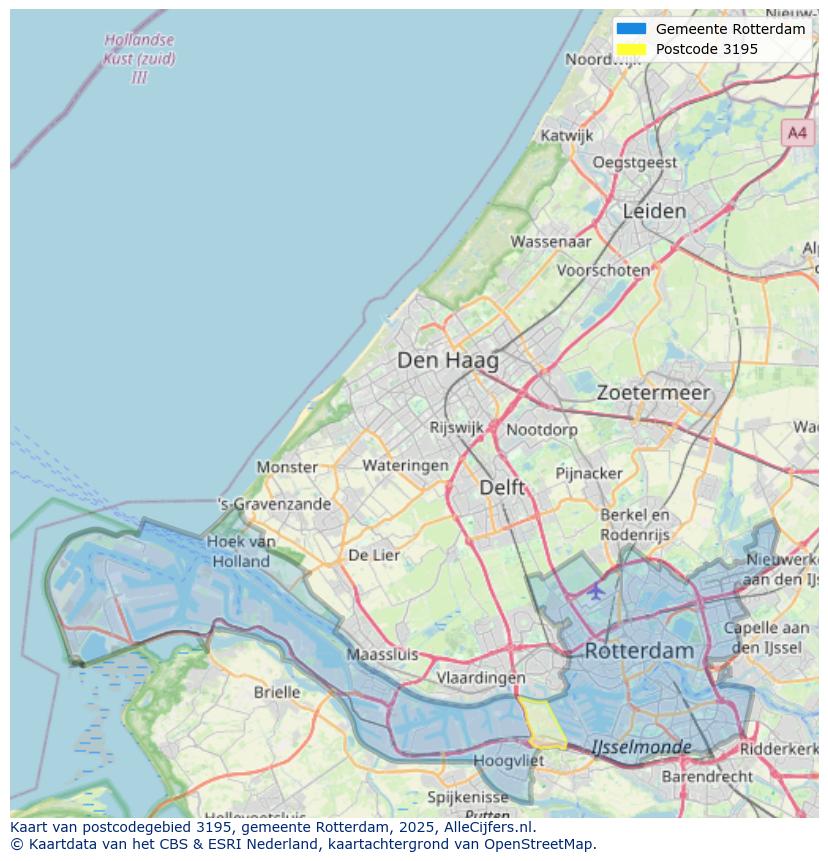 Afbeelding van het postcodegebied 3195 op de kaart.