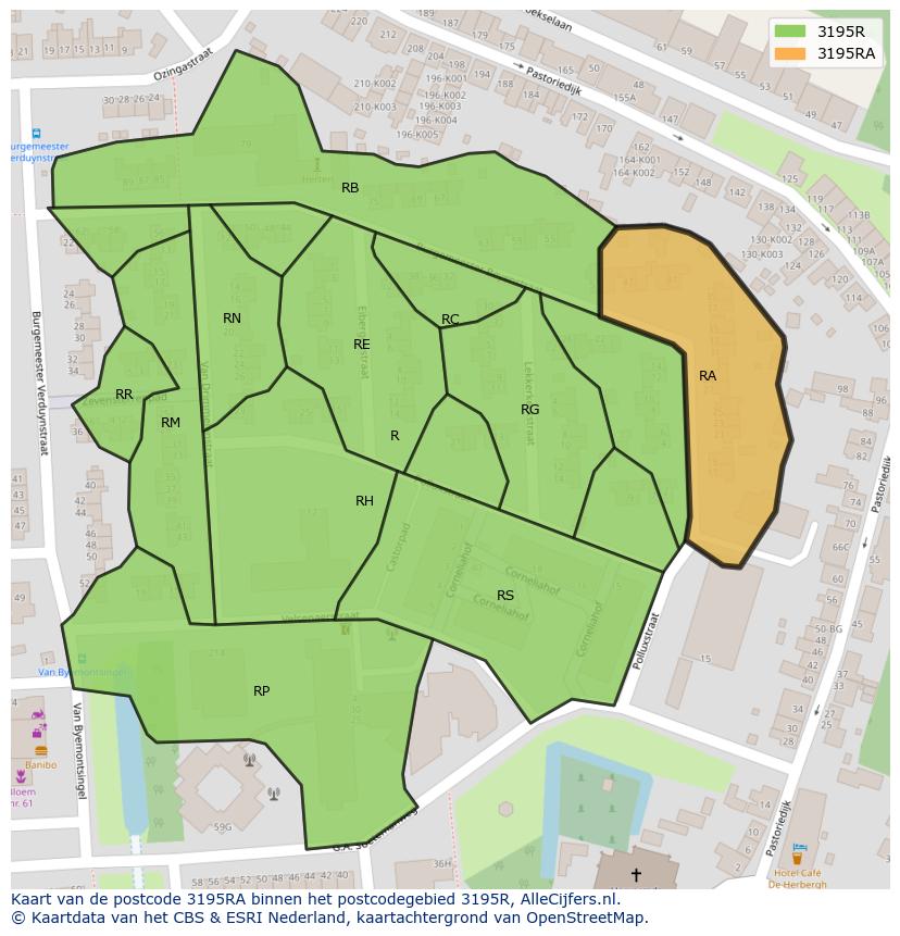 Afbeelding van het postcodegebied 3195 RA op de kaart.