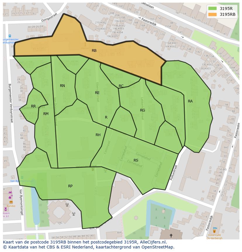Afbeelding van het postcodegebied 3195 RB op de kaart.