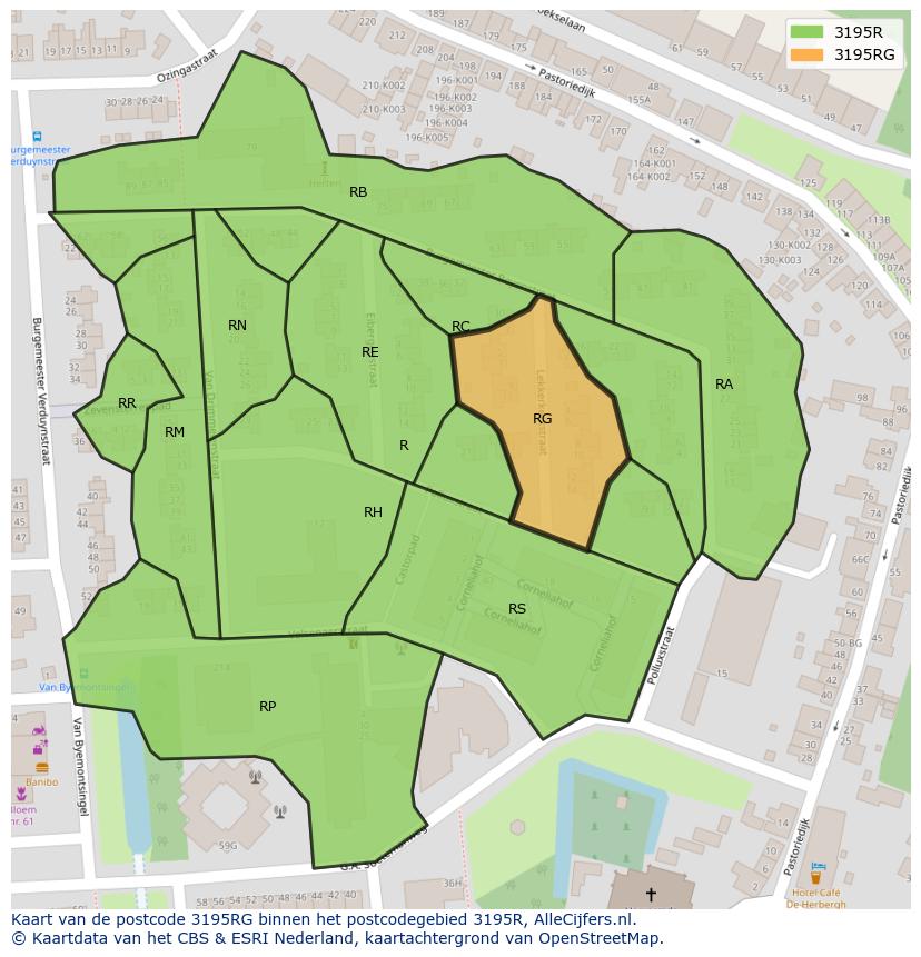 Afbeelding van het postcodegebied 3195 RG op de kaart.
