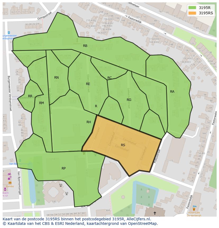 Afbeelding van het postcodegebied 3195 RS op de kaart.