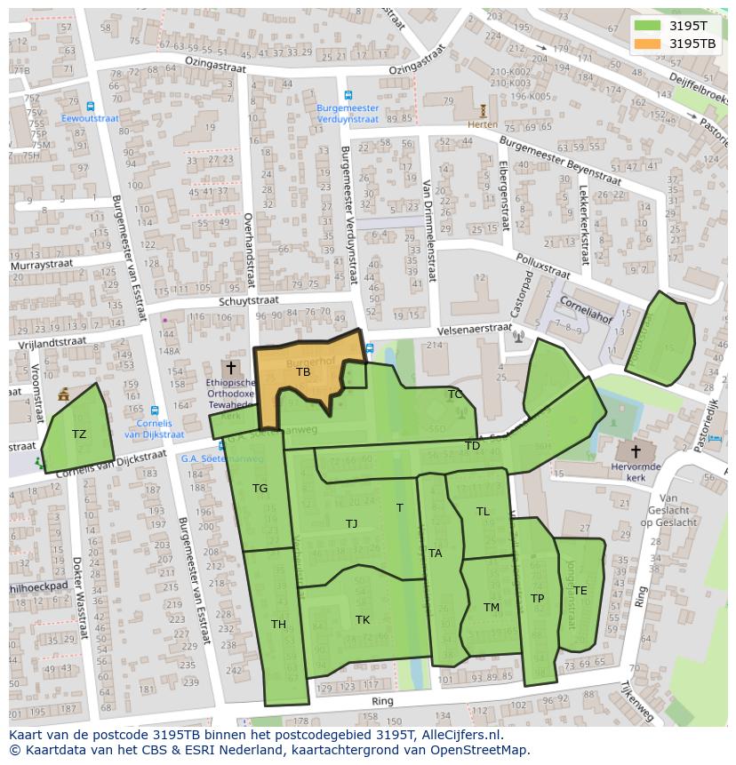 Afbeelding van het postcodegebied 3195 TB op de kaart.