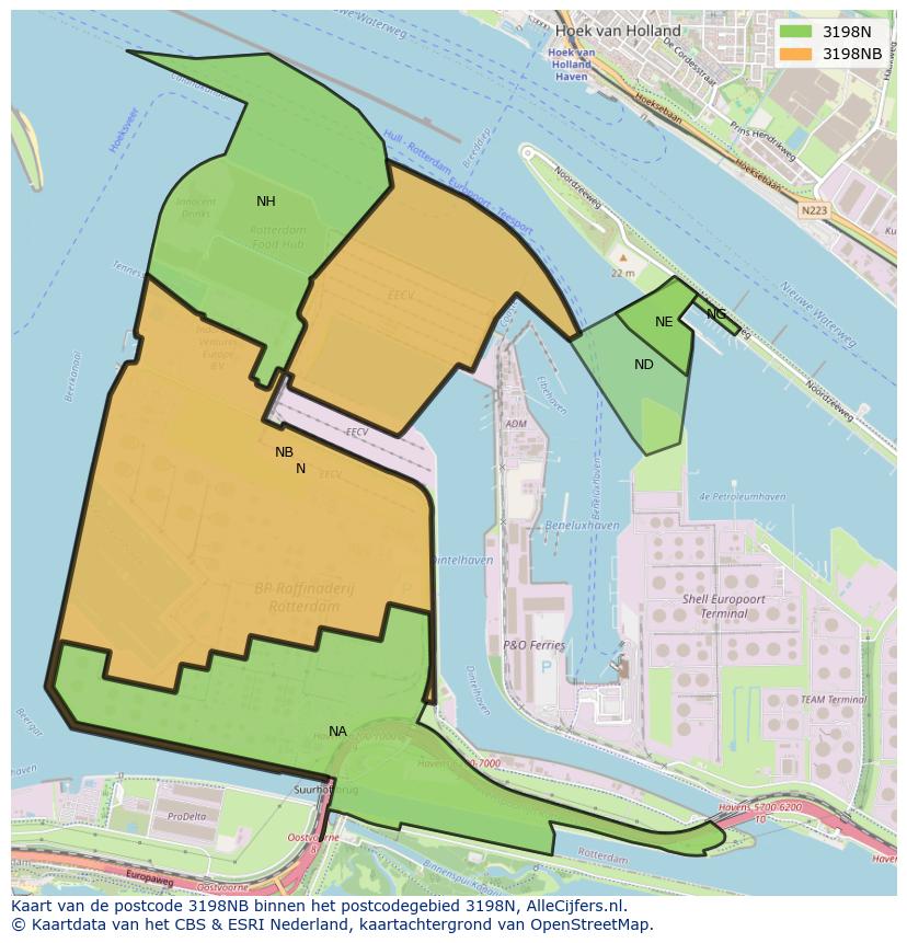 Afbeelding van het postcodegebied 3198 NB op de kaart.