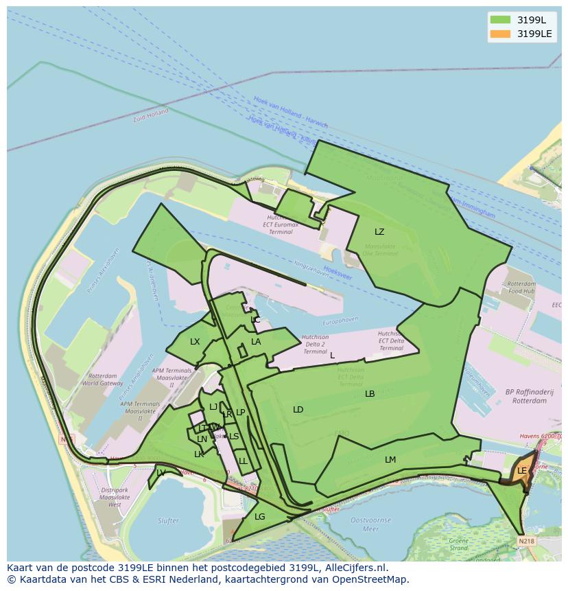 Afbeelding van het postcodegebied 3199 LE op de kaart.